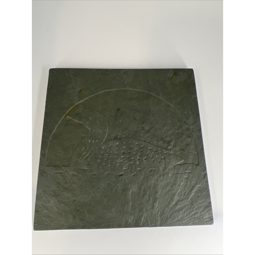 Slate Loon‎ Trivet 5.75" Square Stone Coaster Hot Plate Rustic Cabin Lake House